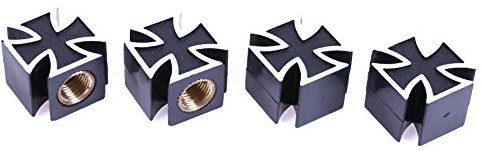 KOBONA 4 Stück Universal Cross Style Auto Fahrrad Reifen Rad Ventilkappen Abdeckungen (Schwarz)