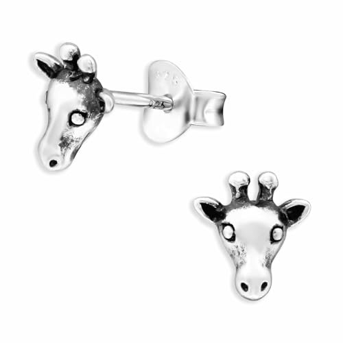 Monkimau Giraffen Ohrstecker Ohrringe aus 925 Silber Schmuck Silberohrringe Medizinisch für Kinder Mädchen Damen Frauen