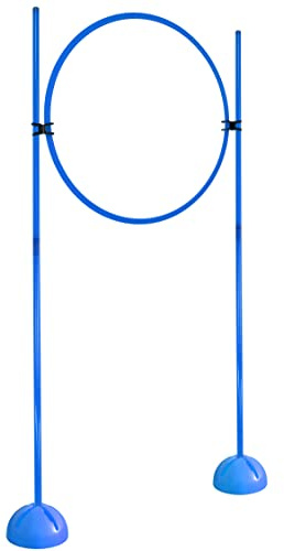 SPORTIKEL24 Reifen-Hürdenset – Blau – mit X-Standfüßen – Ring ø 70 cm & 180 cm Stangen – für Agility & Koordination
