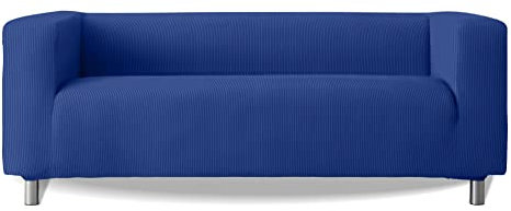 Milica Sofahusse kompatibel mit IKEA Klippan und ähnlichen Sofas mit hohen Armlehnen | Modell Aruba | Hochwertiger Stretch-Stoff, waschbar | Für Haustiere und Kinder geeignet | Farbe Blau