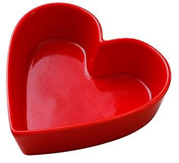 FoOhy Graziosa ciotola in ceramica a forma di cuore, insalatiera per dessert, snack (rosso)