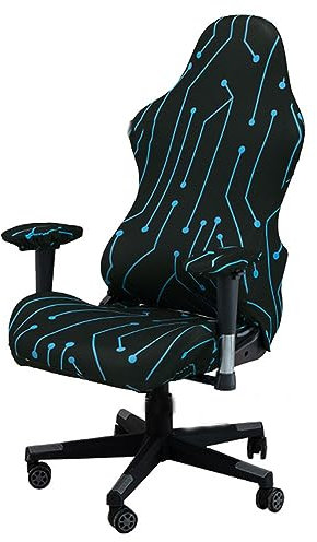 Quepiem Removable Washable Stretch Printed Computer Chair Slipcover, Stretch Computer Office Chair Cover, Gaming Chair Cover for Armchair Game Chair Computer Boss Chair(B)