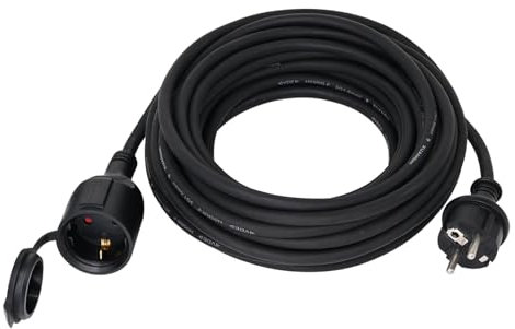 YIDE Verlängerungskabel 15m Outdoor Gummi Verlängerung mit Schuko Stecker für den Außenbereich IP44 Kabelverlängerung H05RR-F 3G 1,5mm² 3500W Elektrokabel außen mit Schutzkappe Schwarz
