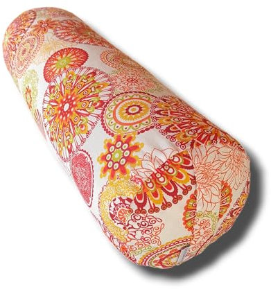 SAVASANAS - Bolster, yoga kissen, yoga bolster, yoga zubehör, yoga rolle, pilatesrolle, yogabolster, waschbarer Bezug, gefüllt mit Bio-Dinkelschalen, tragegriff, 62x20cm