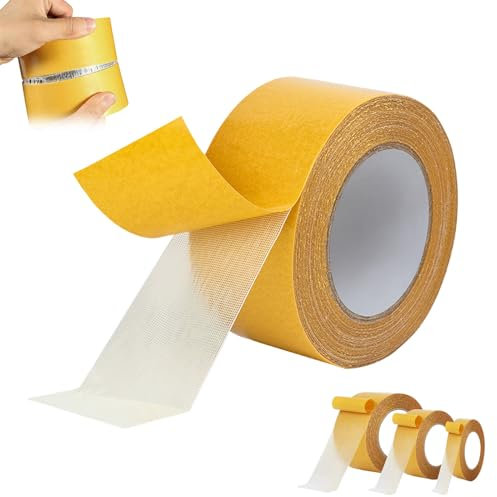Vozaware Super Tape, stark klebendes, doppelseitiges Gazefaser-Netzband, Super Tape doppelseitiges, super klebriges, widerstandsfähiges, transparentes Klebeband, Netz mit hoher Klebekraft (4cm* 10m)