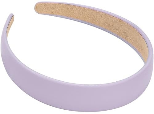 WantGor 1 Inch PU Leather Headband, Wide Padded Hairband Fashion Hair Bands Cute Womens Headbands Holiday DIY Hair Accessories (Purple)