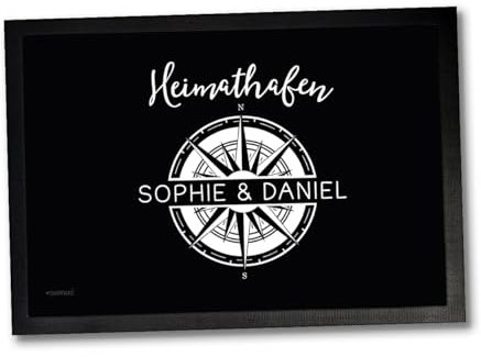 Sunnywall Personalisierte Fußmatte | Familie Personalisiert | Für Paare | Willkommen für Familien und Freunde | Einzug (Heimathafen, 75 cm x 50 cm (Gr3))