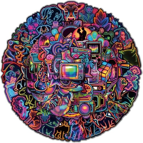 Sticker Set, Graffiti Neon Sticker, Vintage Graffiti Decal, Neon Sticker for Skateboard, Laptop, Suitcase, Helmet, Motorcycle, Car, Bicycle, Computer (100 Pieces)