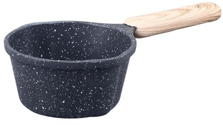 Olla de cocina antiadherente de piedra médica de 280 ml con boquillas de vertido, olla pequeña para sopa, sartén de leche para estufa de cerámica eléctrica, estufa de gas (negro)