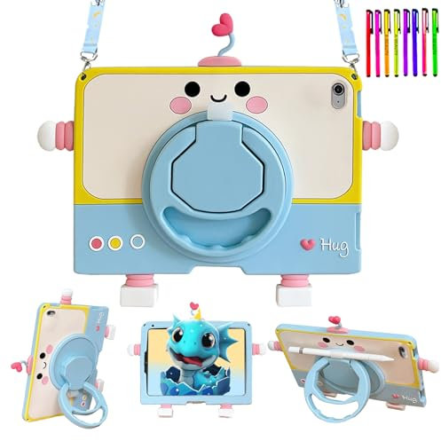 A-BEAUTY Case Compatible with iPad Mini 5/4/3/2/1 (7.9-Inch)+ 1 Pc Stylus Pen, Kids Case with Pencil Holder, 360° Rotating Handle Stand, Shoulder Strap