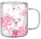 Genérico Taza de café con flores secas de doble pared, tazas de café transparentes con flores secas de 250 ml con mango antiescaldado, taza de té transparente con flores creativas
