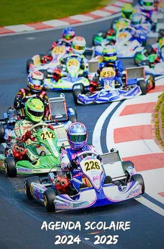 Agenda Scolaire 2024 2025 Karting: Planificateur hebdomadaire spécialement conçu pour les étudiants, avec une mise en page sur deux pages pour chaque semaine