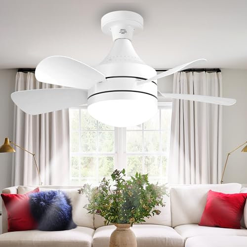 Ventilador De Techo Blanco Pequeño De 45cm Con Luz Y Mando A Distancia, Luces Led Inflamables Para Ventilador De Techo, Ventilador De Techo Con Motor Dc Silencioso 3 Velocidades Para Dormitorio Salón