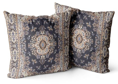 Snylcce 2er Set Boho Kissenbezüge Dekokissen 65 x 65 Samt Soft Kissenbezug Böhmischer Retro Ethno Dekorative Kissenhülle Zierkissenbezüge für Sofa Schlafzimmer Zuhause Dekoration Schwarzgold
