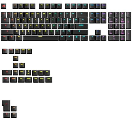Glorious Gaming - GPBT Backlit Keycaps (Black) Translucent Shine Through Legends, Fits 100%, 75% 65% 60% Custom Mechanical Gaming Keyboards, Fits ANSI, ISO, Windows, Black English QWERTY Layout (US)