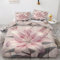 ZyxMehtic Housse de Couette 220x240 Fleur de Lys Rose - Parure de Lit 2 Personnes Floral Élégant Housse Couette en Microfibre Douce avec Fermeture Éclair avec 2 Taie d'oreiller 65x65 cm