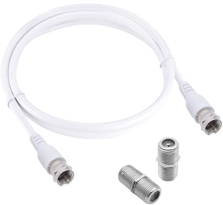 1.2m RG6 TV Coaxial Cable Connectors Set,F Male to F Male,Aerial TV Cable Extension with Compression Connectors,75 Ohm Coax for Sky,Freesat,Virgin Media,Broadband,Satellite,High-Speed Digital Router