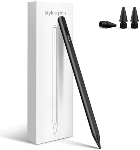 Penna stilo per iPad con ricarica rapida di 13 minuti, matita sensibile all'inclinazione del palmo per iPad Pro 11/13 M4 2018-2024, iPad Air 11/13 M2, iPad Pro 11/12.9, iPad 10/9/8/7/6, Air 5/4/3,