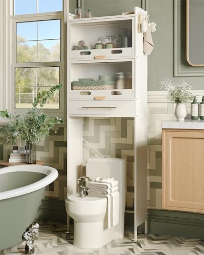 NETEL toilettenregal Badezimmer,wc Schrank,toilettenschrank,wc Regal über die Toilette,aufbewahrungsschrank und platzsparendes Organizationsregal über der Toilette,Over Toilet Shelf 3 Tier(weiß)