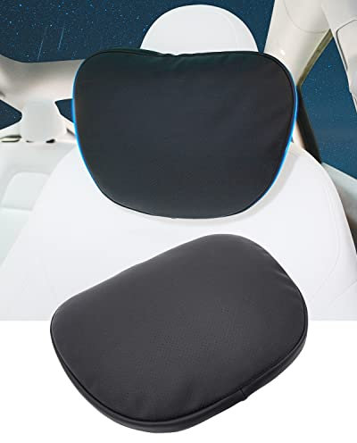 KKTR-CAR Upgraded Kopfstütze Kissen Komfortable Nackenkissen, weich und flexibel Haut Gefühl Nappaleder Kopfstütze Nackenstütze Kissen Compatilbe mit Tesla Model 3/Y/X/S - 1pcs-Schwarz