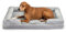 lionto orthopädisches Hundebett + erhöhter Rand, 97x71x17 cm, Hundekissen robust mit weichem Flanell, Bezug abnehmbar & waschbar, rutschfest, für kleine & große Hunde + Katzen, grau