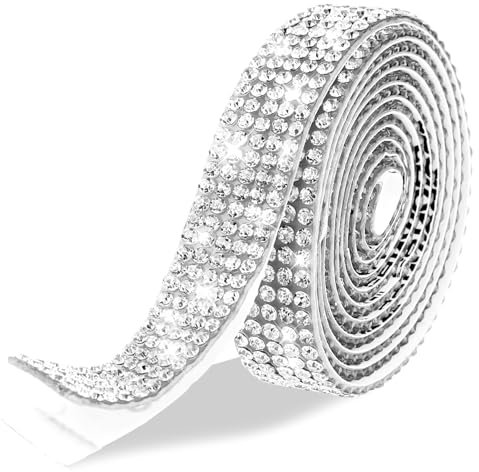 1Rollen Strasssteine Selbstklebend 3Yard Glitzerband zum Aufnähen Strasssteine Band Glitzerband zum Aufnähen DIY Kunsthandwerk Hochzeit Dekoration Strass Diamant Band Glitzersteine für Geburtstag