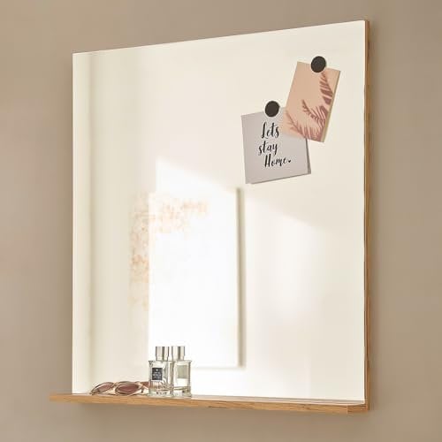 Lomadox Flurspiegel Garderobenspiegel Spiegel mit Ablage in Eiche