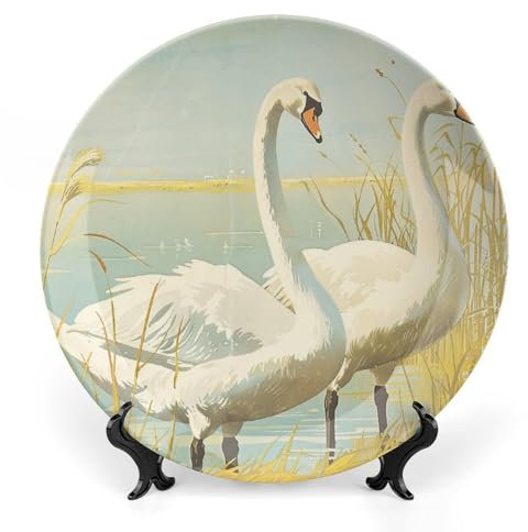 NONHAI Dekorativer Teller aus Knochenporzellan, 15,2 cm, mit Display, Keramik-Ornament-Teller, Vintage-Malerei von Gans, Keramik, Essteller, Basteln, dekorative Teller für Zuhause, Büro, Club,