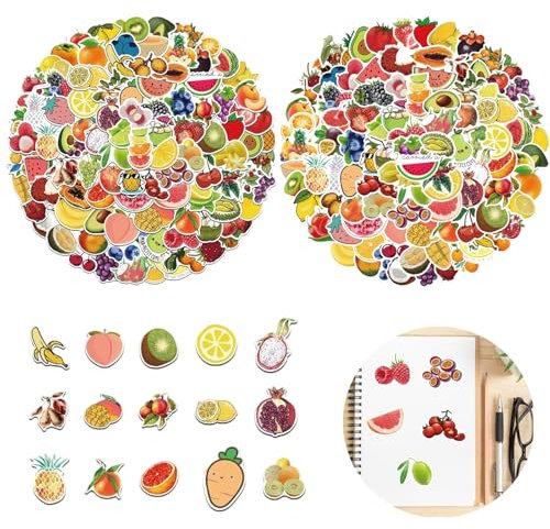 100 Stück Früchte Aufkleber,Früchte Sticker Set Wasserdichte Vinyl Sticker Für Laptop Kinder Autos Motorrad Fahrrad Skateboard Gepäck Koffer Computer Aufkleber Graffiti Decal