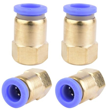 Juego de 4 racores neumáticos de 8 mm de diámetro exterior x 1/8 Rosca hembra PT recta Racor neumático Calidad industrial Racores de conexión neumáticos en línea