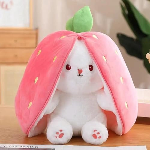 Cacher les lapins en peluche - Petit lapin en peluche - Avec carottes et fraises - Peluche de lapin douce - Jouet en peluche douce - 30 cm