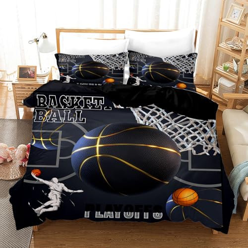 Set di biancheria da letto per il calcio 135x200cm, copripiumino in microfibra con stampa a motivi calcistici, con cerniera e 2 federe 50x75 cm, per l'arredamento della camera da letto (C, 135x200cm)