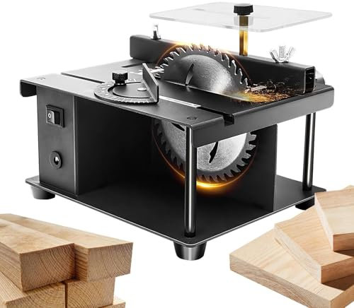 Petite scie de table 100 W, faite à la main, scie de table relevable, réglage de 7 vitesses, angle réglable, pour le travail du bois, convient pour les maquettes en bois faites à la main, les travaux