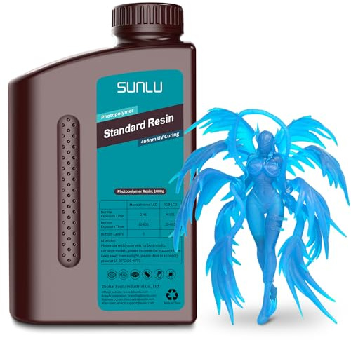 SUNLU Standardharz für 3D-Drucker, Schnellhärtendes Photopolymerharz für LCD/DLP/SLA-Drucker,3D-Druckerharz 395-405nm UV, geringe Schrumpfung und hohe Präzision, Clear Blue 1000G