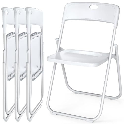 Newfulam Klappstühle aus Kunststoff und Metall, Gartenstühle 4er-Set, leicht & bequem, Campingstuhl, Küchenstuhl bis 158kg belastbar