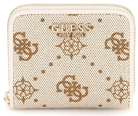 GUESS Neda SLG Small Zip Around Wallet S Creme White Logo