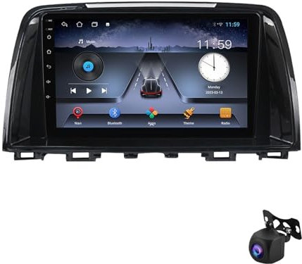 Genérico Android 13 Radio Estéreo para Coche navegación GPS para Mazda 6 GJ At za 2012-2017 Pantalla táctil IPS 9 Pulgadas Video WiFi Bluetooth Lace Espejo cámara Respaldo USB(B,A WiFi 4 núcleos)