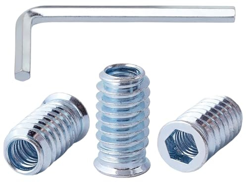 QANCEN 20 Pièces Insert Fileté Bois M10x20mm, Douille Filetée Visser Écrous à Bois Manchons a Visse Vis Tête, Inserts D'écrou pour Meubles