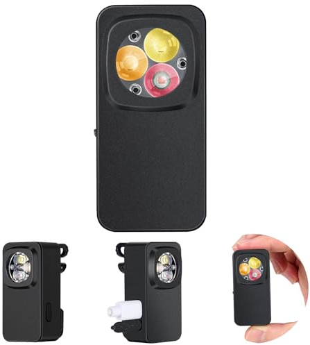 WeChip Taschenlampe LED Aufladbar, Magnet 800LM Extrem Hohe Helligkeit Taschenlampen, Klein Torch mit Weißes Licht, Gelb und Rot,Mini Clip on Flashlight Torch für Camping, Outdoor, Notfäll