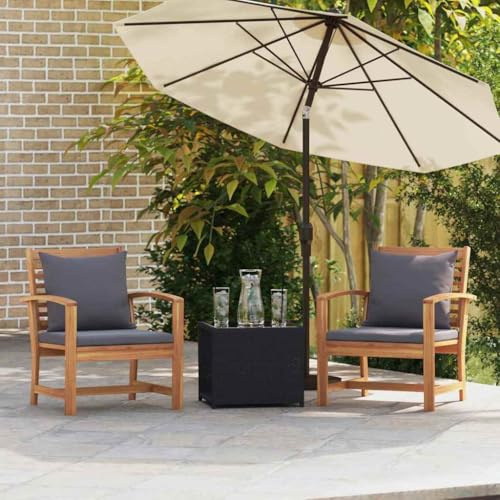LoogCape 2er-Set Gartenstühle Natur Teak-Massivholz 60x65x76.5 cm, Robustes Terrassenmöbel für Balkon & Garten, langlebig, wetterfest, für Außenbereich