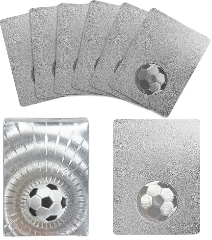 Dhqkqg World Cup Fußball Star Karte,55 PCS Gold Fußball Sammelkarten, Soccer Star Collection Cards, Fussball Karten Für Fans (Silber)