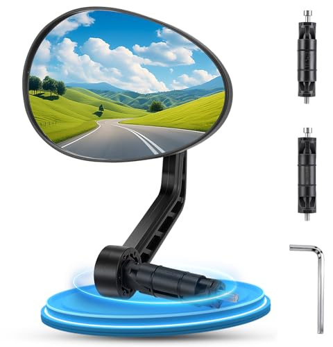 West Biking Fahrradspiegel, HD Rückspiegel Fahrrad in Automobilqualität | 360° Verstellbare Lenkerendenspiegel für E-Bike, Mountainbike, Klappräder, Für Lenker-Innendurchmesser 15–20 mm