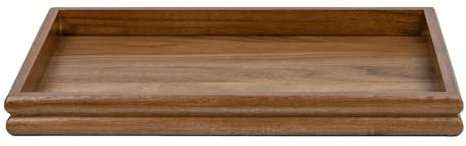 HILLSPRING Dekotablett aus Akazienholz mit doppeltem Rand, 43 x 33 x 4 cm, großes Serviertablett für Ottoman, Couchtisch, Küche & Bad