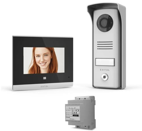 Videoportero Cableado Extel con Pantalla de 4 y Adaptador DIN