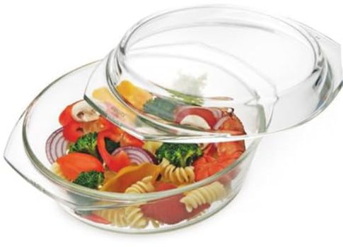 Simax Schüssel mit Deckel, Glas, Transparent, 26.8 x 26.8 x 9.3 cm