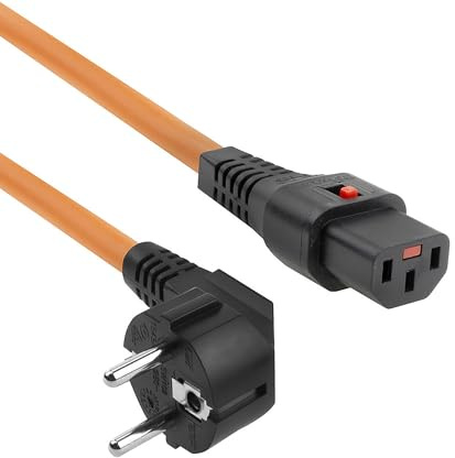 ACT C13 IEC Lock Buchse auf CEE 7/7 Stecker Netzkabel, 2M Orange – AK5039 | Netzwerkkabel, Snagless, für Datenzentren