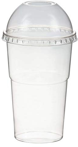 1-PACK Smoothiesbecher + Domdeckel mit Öffnung 300 ml, Ø 78mm, PET, glasklar, 50 Stück