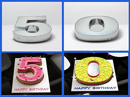 Small Number Five & Zero Birthday Wedding Anniversary Cake Tin – 10” x 8” (3” deep) Each Cake tin