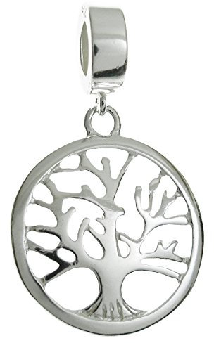 Queenberry - Ciondolo in stileuropeo, in argento Sterling, motivo: albero della vita, per la famiglia, per braccialettiuropei