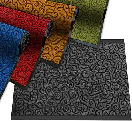 casa pura Schmutzfangmatte Brasil für den Eingangsbereich - Fußmatte mit Ornament - rutschfest & flach - Anthrazit (40 x 60 cm)